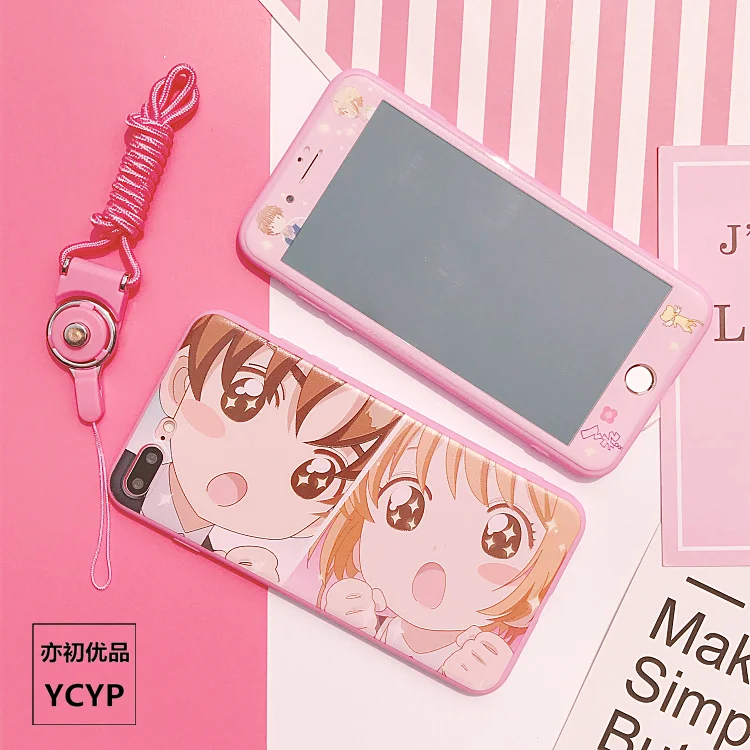 Чехол Sakura для iphone X Cardcaptor+ Защитная пленка для экрана из закаленного стекла для iphone 6 6s Plus 7 7plus 8 8plus Сейлор Мун