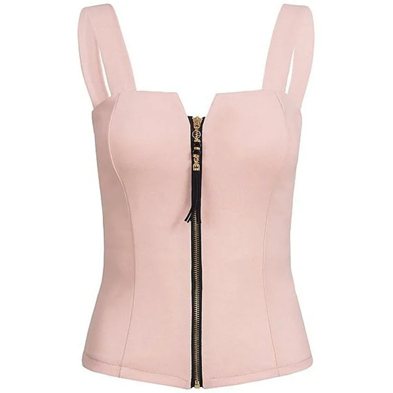 Женская блузка на молнии с v образным вырезом хлопковая без рукавов больших