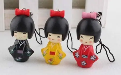Набор из 24 шт. японских подвесок для мобильного телефона Kokeshi Doll | Украшения и