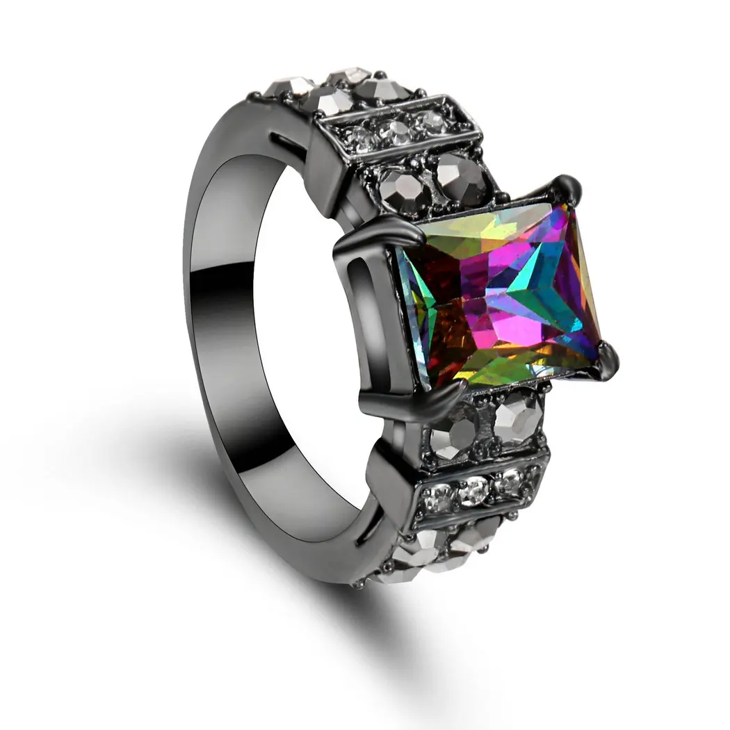 Rainbow Promise красивые обручальные кольца для возлюбленной черного и золотого цвета