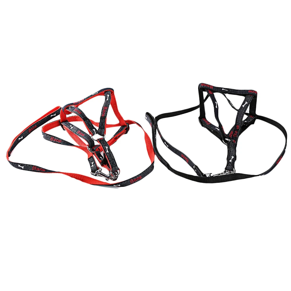 Adjustable No-pull Bone Print Pet Dog Harness Leash Set | Дом и сад