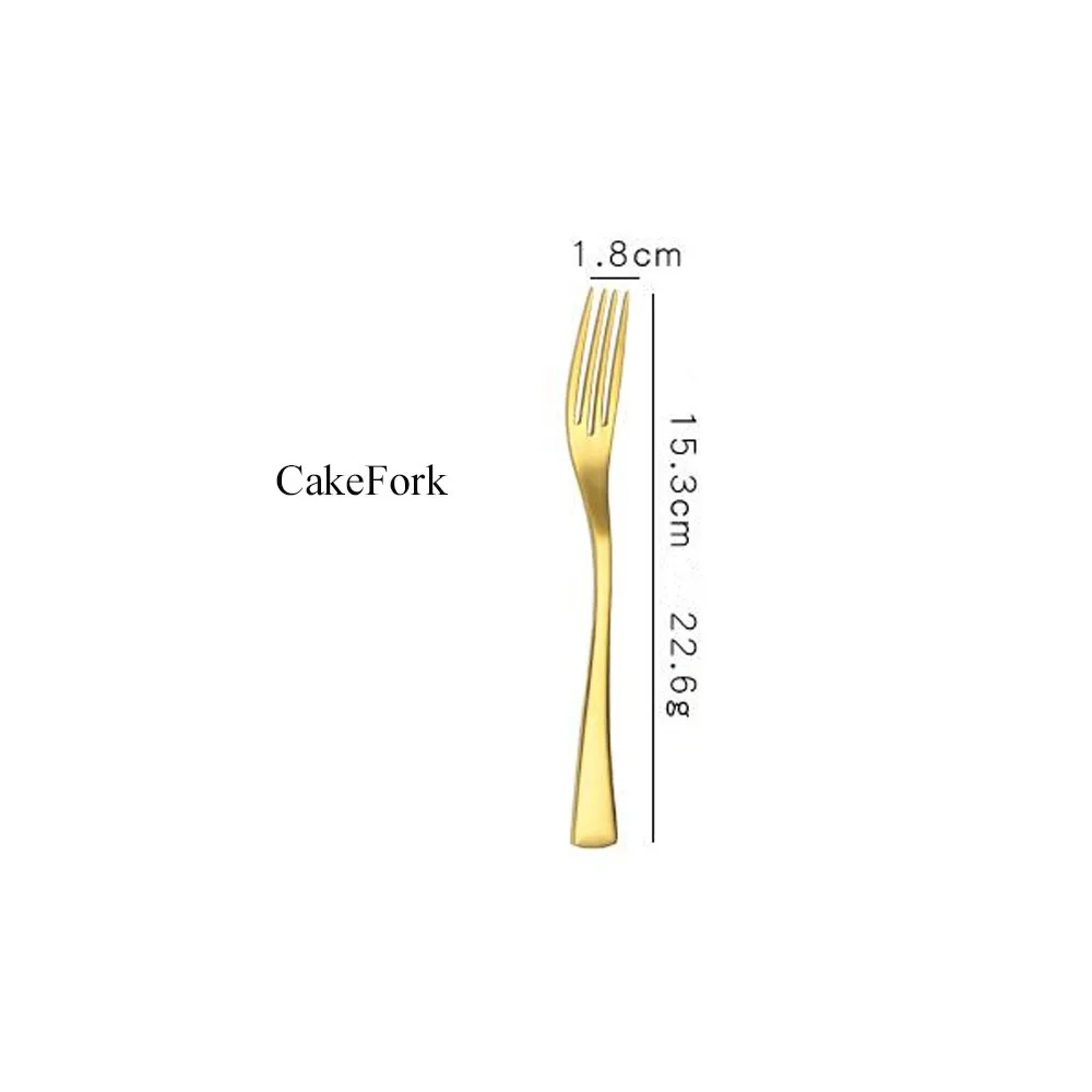 Cake Fork Набор столовых приборов Золотой столовый сервиз классический Ресторан из нержавеющей стали кухонная Свадьба Посуда Торта средняя вилка - Цвет: Cake Fork