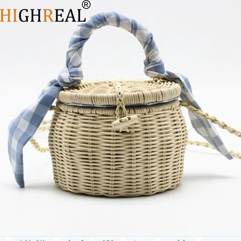 Новая сумка из ротанга HIGHREAL сумочка сетчатый шелковый шарф портативная