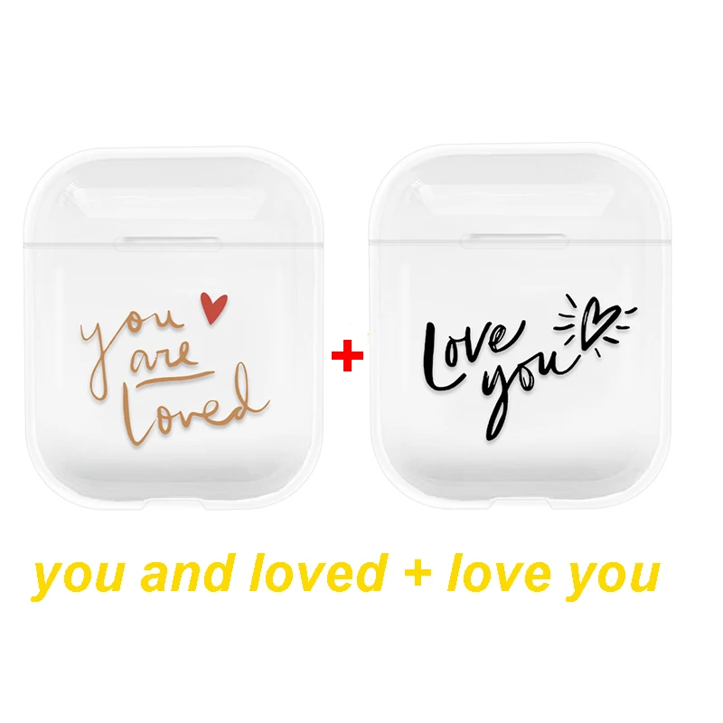You and love love u Милый чехол s для Apple AirPods 1 чехол Мультяшные беспроводные наушники аксессуары для Airpods 2 прозрачный Жесткий ПК прозрачный чехол - Цвет: You and love love u