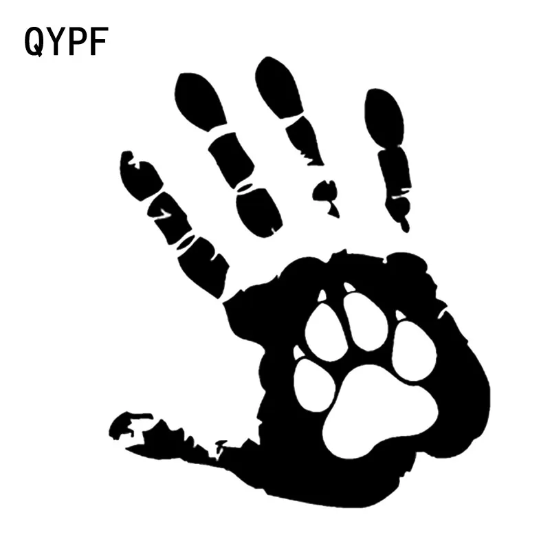 

QYPF 13,7*16,3 см собаки лапы и руки Автомобильная наклейка высокое качество виниловая декоративная графика C16-0269