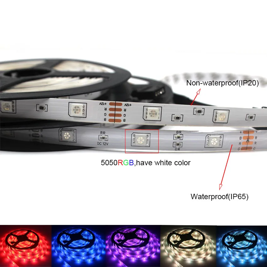 IKVVT DC12V Светодиодная лента 5050 2835 rgb Диодная лампа с 24k пультом дистанционного