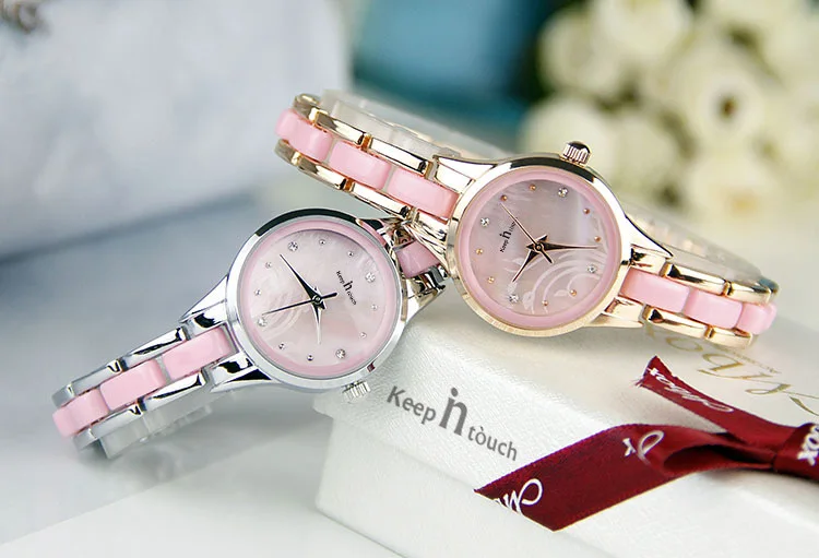 Модные женские часы KEEP IN TOUCH кварцевые с орхидеей и клевером миниатюрный стол