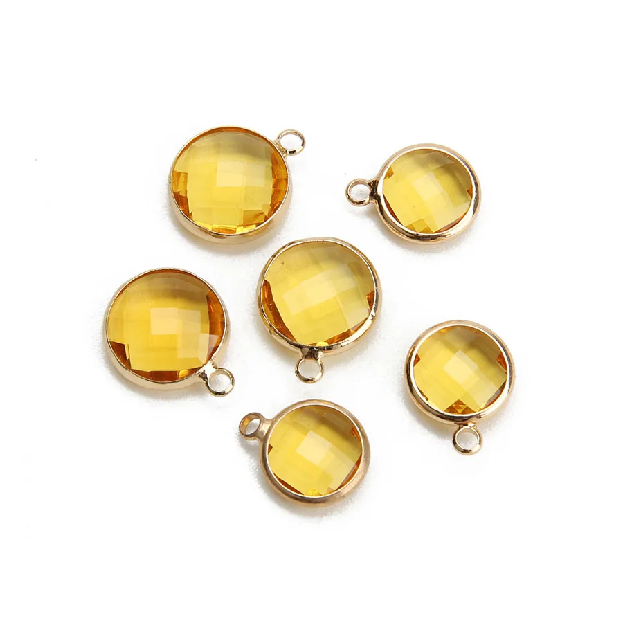 gold yellow Lac 5 шт./лот 10 мм 15 цветов пластиковые боковые круглые стеклянные подвески для ожерелья браслеты Разъем DIY Изготовление, поиск ювелирных изделий - Окраска металла: gold yellow
