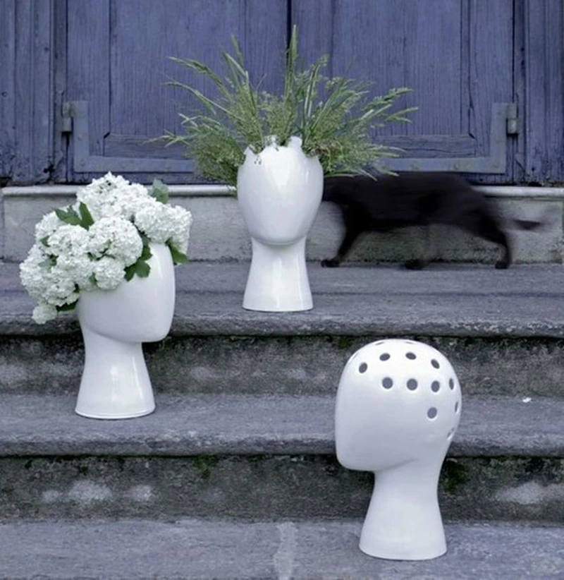 

Scandinavian Design cheap Ceramic Vase Creative Fashion White/black Vase Wedding Home Decor Modern Porcelain Head Shape Vase