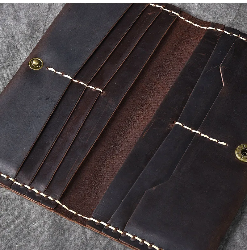 AETOO Handmade Crazy Horse Leather Long Wallet Simple Cloth | Багаж и сумки