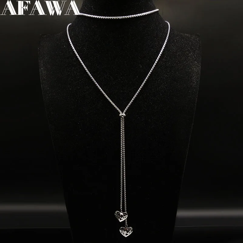 Фото Модные длинные ожерелья из нержавеющей стали подвески для женщин серебряное