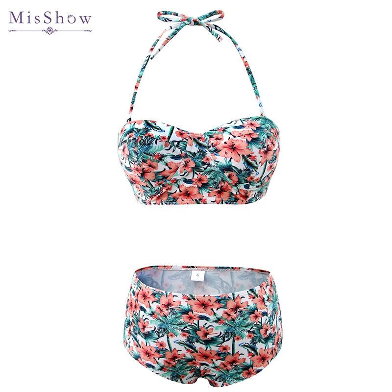 Сексуальный цветочный принт Высокая талия Купальник бикини 2019 пуш ап женский