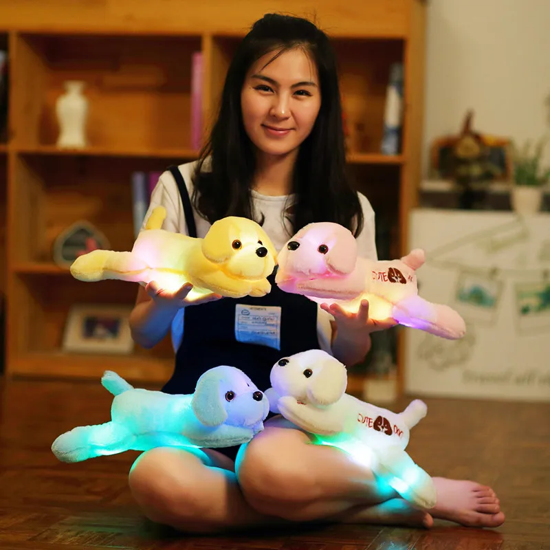 

1pcs 35cm LED Lighting Stuffed Animal Luminous Plush Toys Stuffed Dog Baby Sleeping Toy Birthday gift For Children