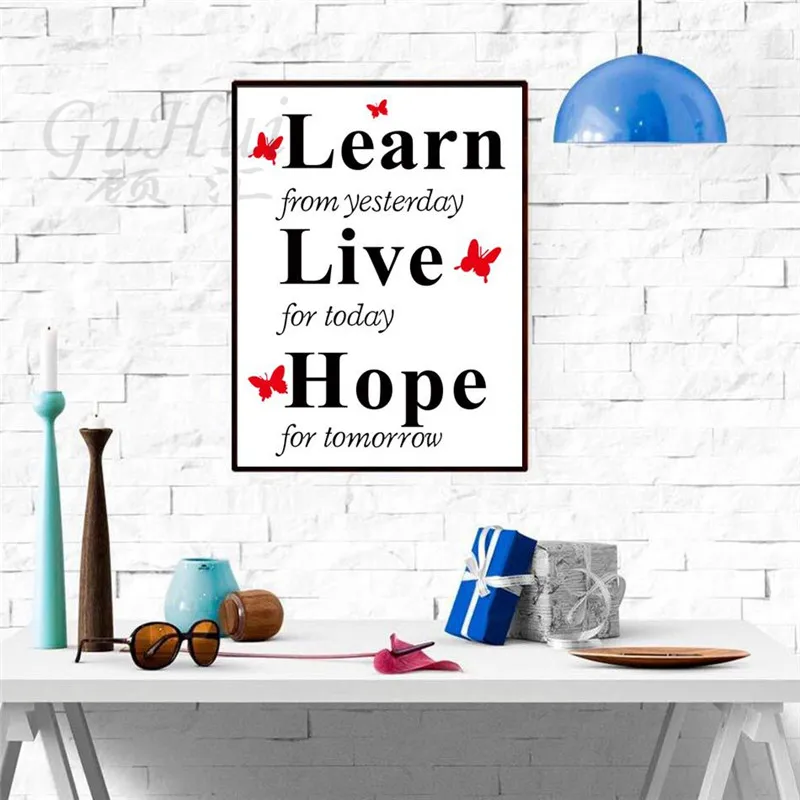 Современная английская буква учится жить надеюсь живопись на холсте бабочка