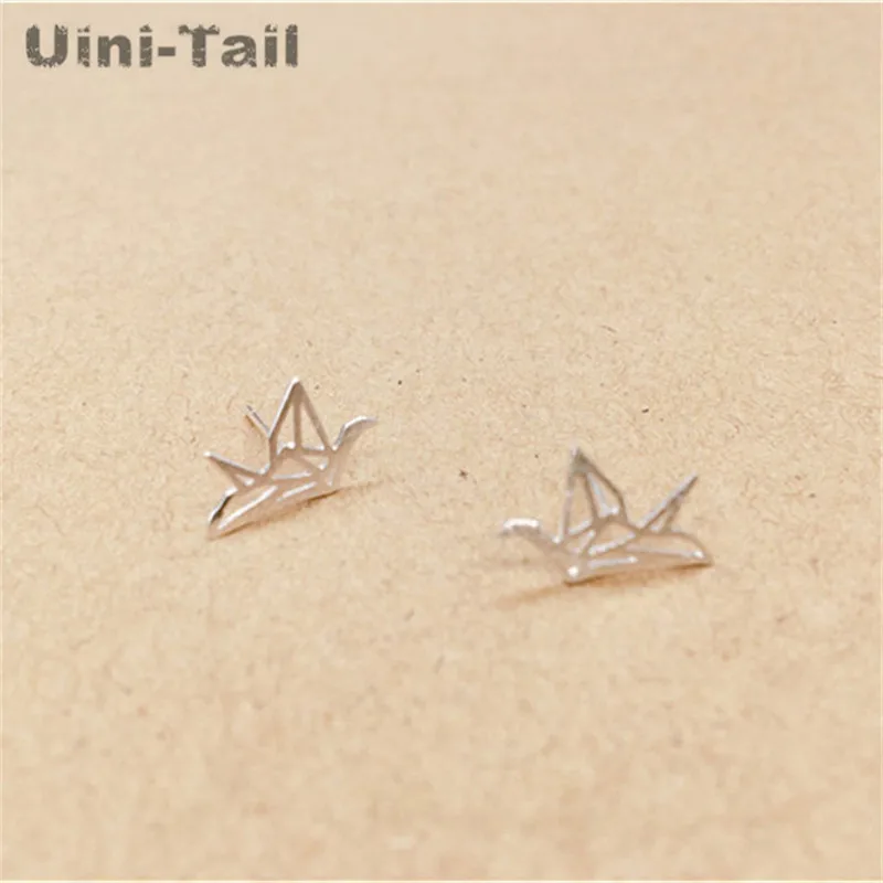 Uini Tail хит серебро 925 пробы тысяча бумажных журавлей шпильки для ушей корейская