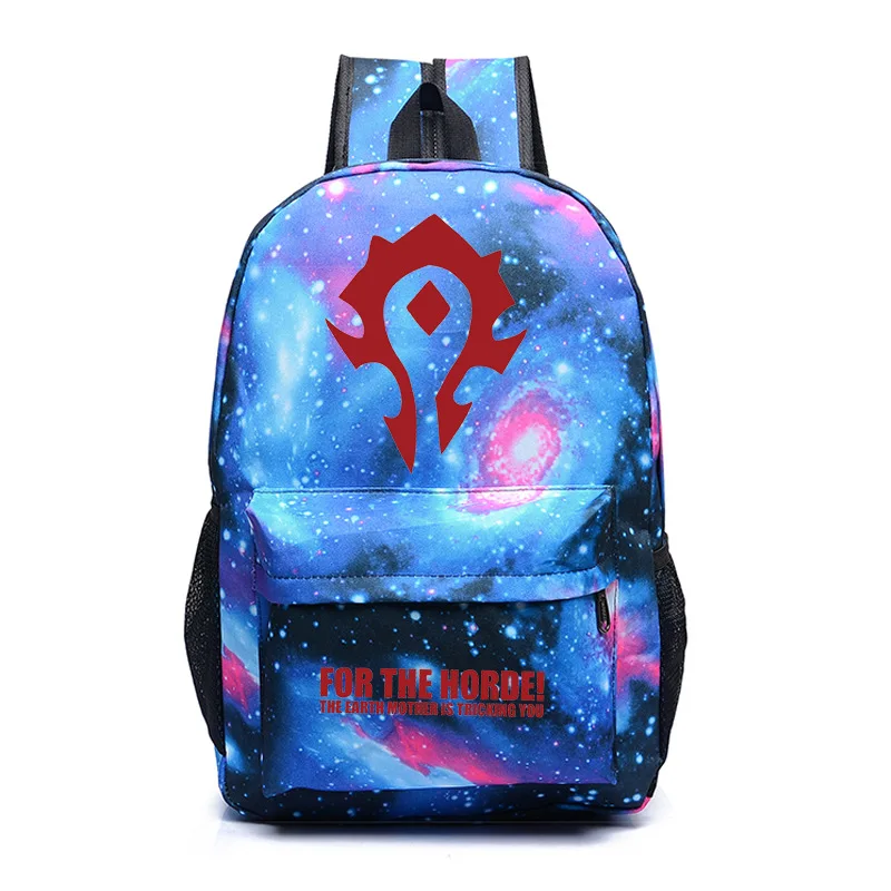 New FVIP WOW For The Horde World Of Warcraft Backpack School Bags Luminous Laptop Backpacks Tribe Alliance Nylon Mochila Galaxia | Багаж и
