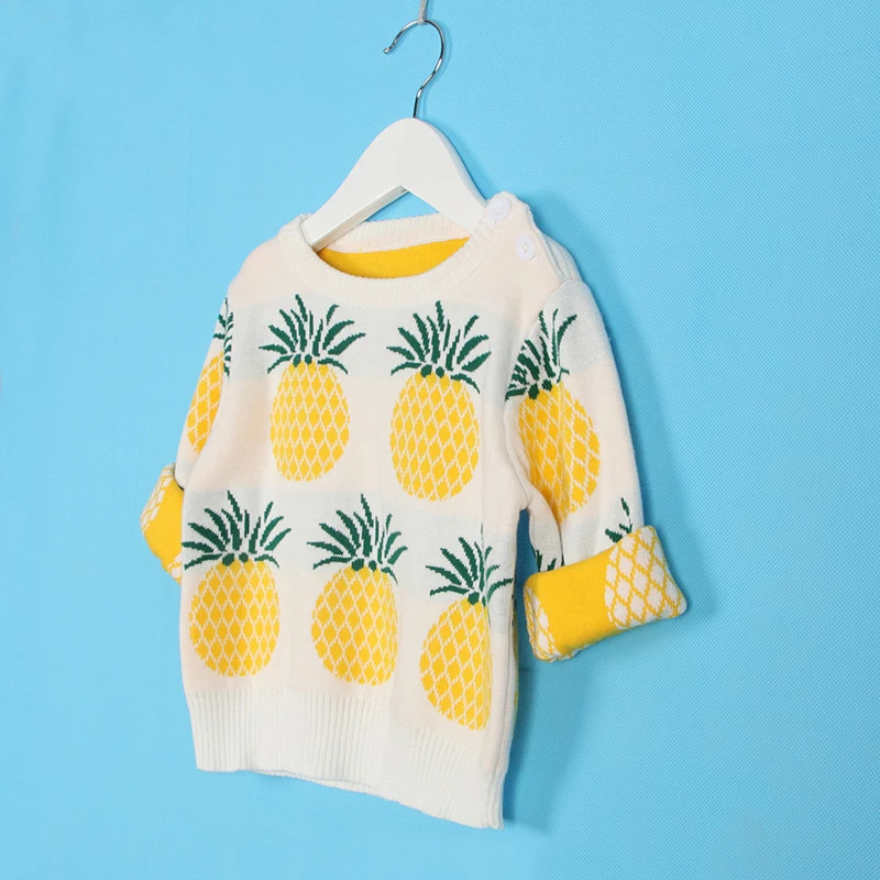 Autumn Winter Children's Clothing Cartoon Pineapple Knitted Sweaters Kids Baby Boys Girls Cotton Sweaters Tops