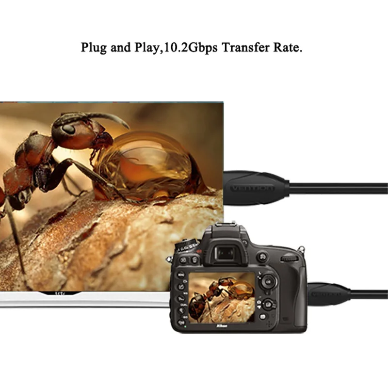 Vention микро HDMI к 4K мини кабель Папа папа адаптер 1m 1 5 m 2m 3M USB для проектора HDTV ПК