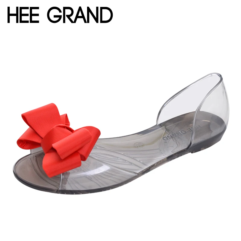 HEE GRAND/Новинка 2017 года женские прозрачные сандалии милая обувь на плоской подошве