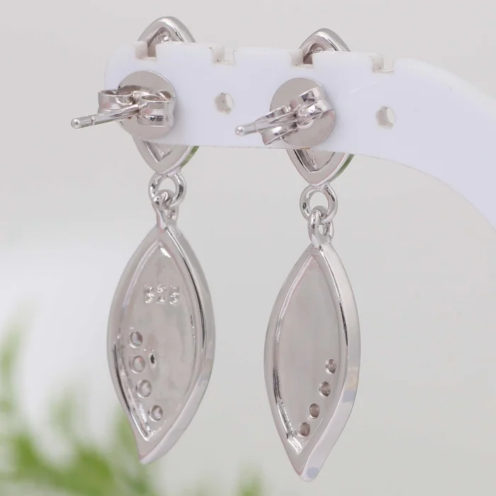 Женские серьги с голубым опалом и белым фианитом из стерлингового серебра 925