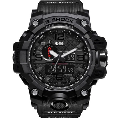 SMAEL многофункциональные электронные мужские часы G Sport Военный s Shock светодиодный цифровой наручные часы для мужчин Reloj Hombre Saat Erkekler - Цвет: Черный