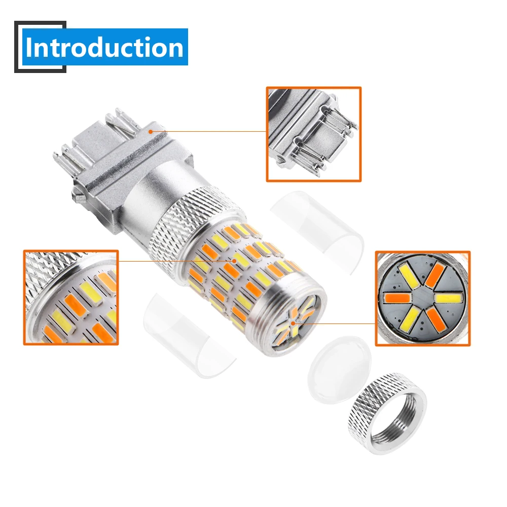 4 шт. 12V T25 3157 4014 60 SMD лампа 600Lm белый и янтарный двойной цвет светодиодный
