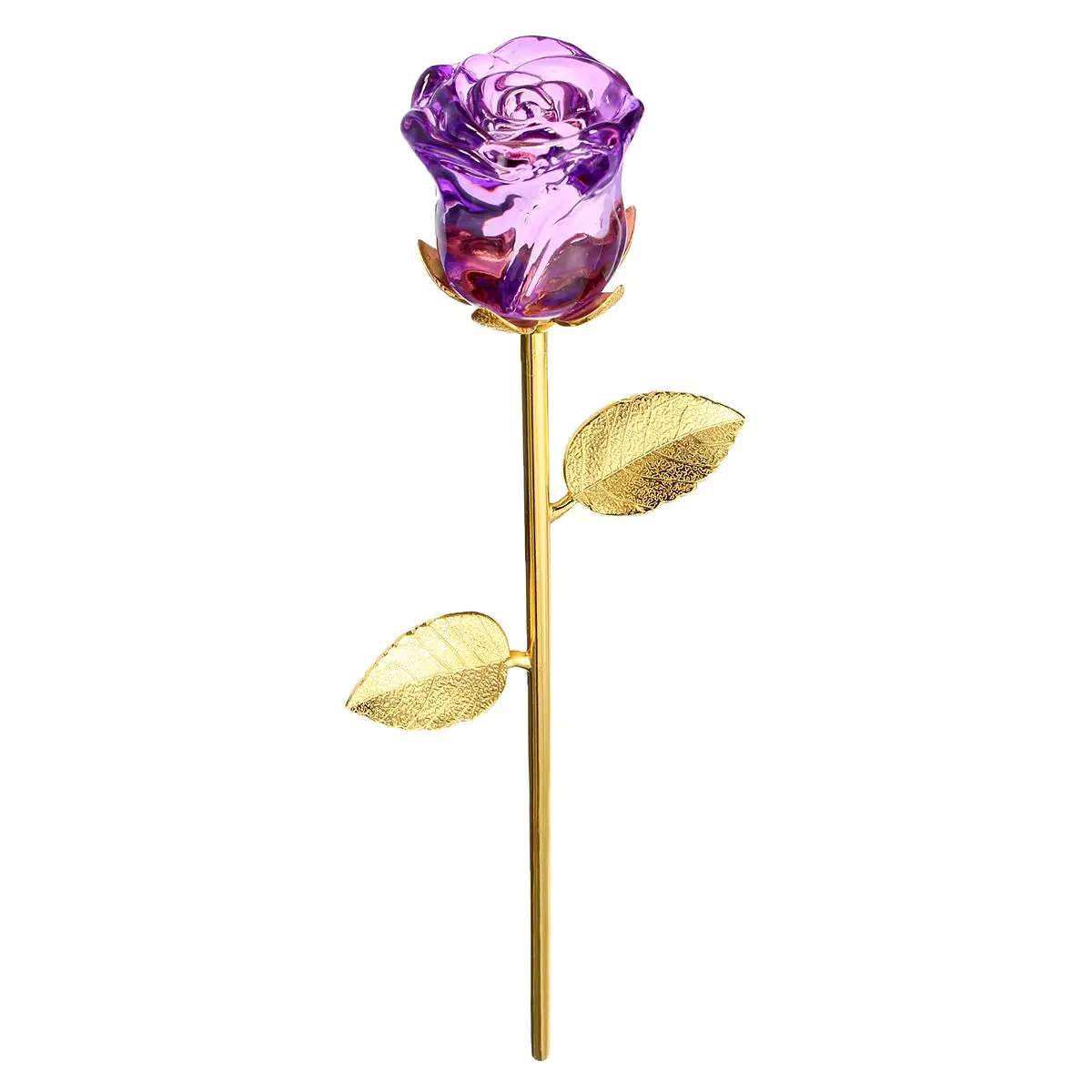 Purple 24 K золото Кристалл Роза окунутый цветок реальный длинный стебель День Святого Валентина любовь подарок - Цвет: Purple