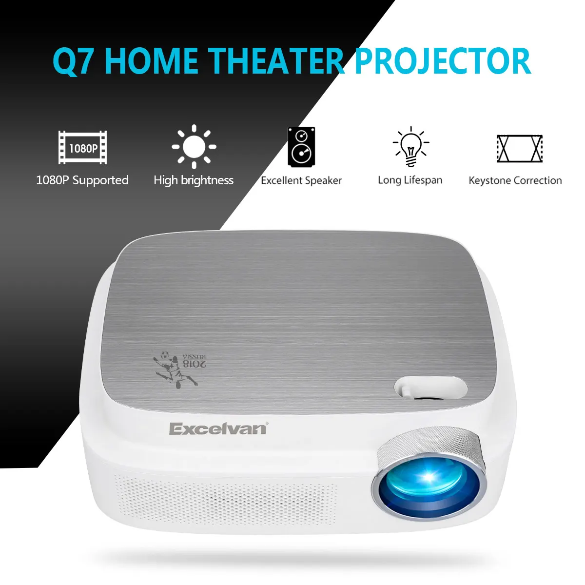 Excelvan Q7 светодиодный ЖК проектор 200 ANSI 3300 люмен 1280*800 HD мультимедийный HDMI VGA
