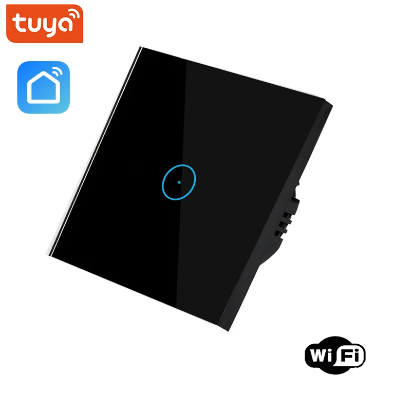 1 gang switch Black Eruiklink ЕС/Великобритания стандарт RF433 беспроводной пульт дистанционного управления светильник, настенный выключатель, сенсорный настенный переключатель для умного дома - Color: 1 gang switch Black