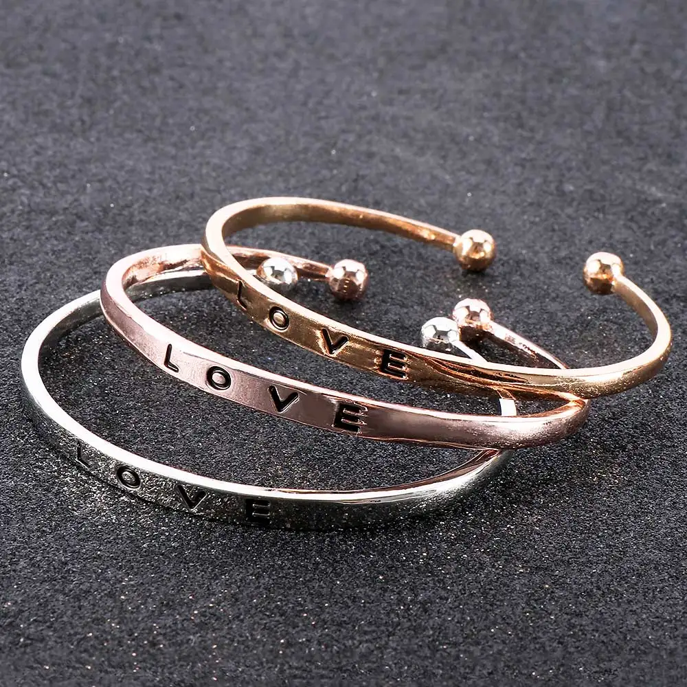 Delicate Women Men's Love Open Bangle Screw Hand Letter Cuff Bracelet Fashion Party Wedding Jewelry Gift | Украшения и