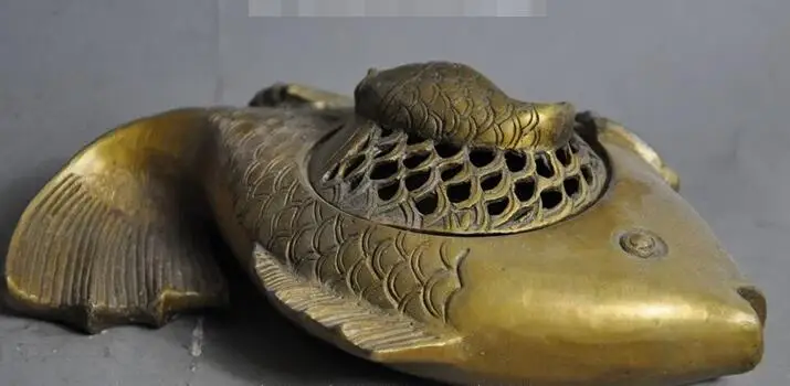 7 &quotотмечен Старый Китайский Фэншуй Рыбная статуя золотой рыбки курильница для