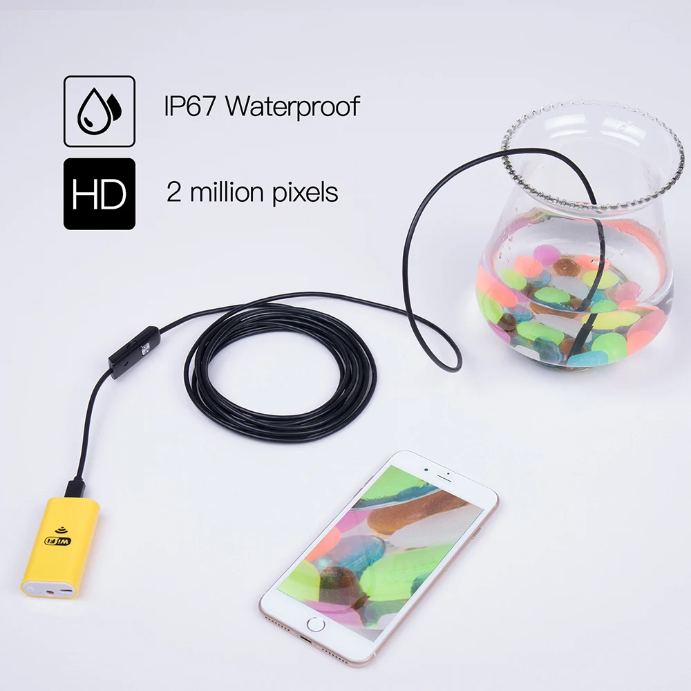 720P IOS Wifi эндоскоп 8 мм объектив 6 LED беспроводной водонепроницаемый Android осмотр