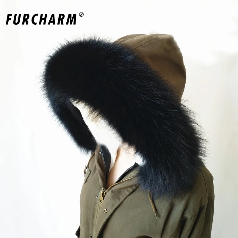 2019 новый большой Размеры 100% из натурального енота меховой воротник шарф для