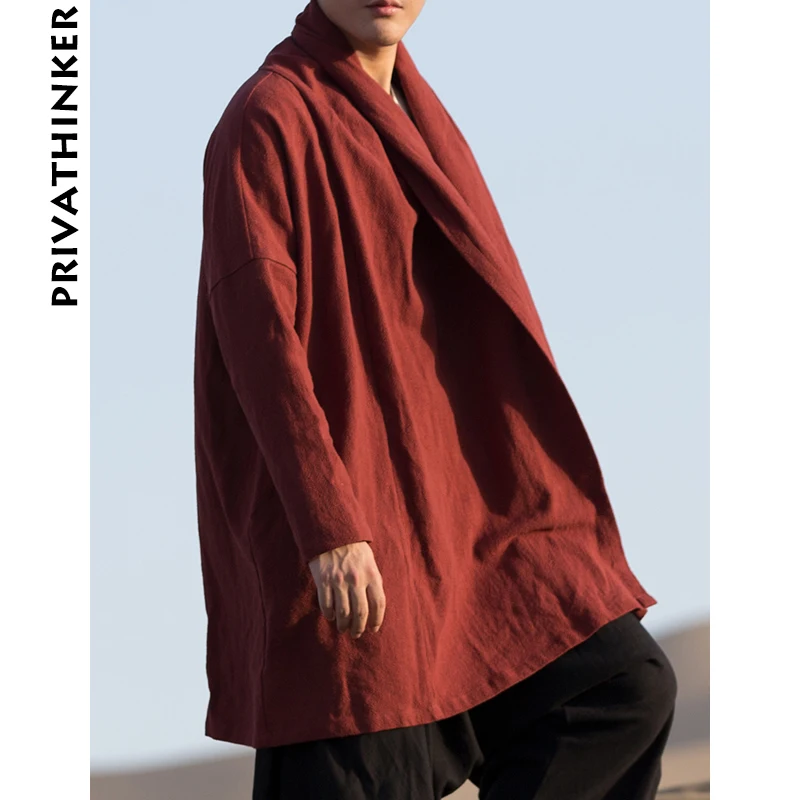 Sinicism Store мужской Тренч Куртка мужская черная однотонная кимоно кардиган мужской Harjuku осеннее длинное пальто Одежда размера плюс