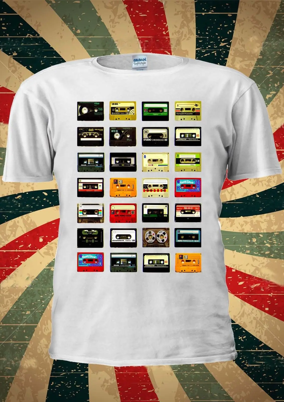 Casette Винтаж Restro 60's 70's 80's Tape Casete футболка для мужчин и женщин унисекс 1247