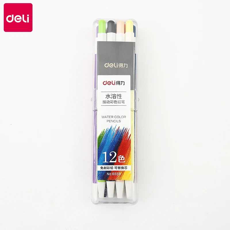 

Deli 1pcs pastel color pen 12/24/36 colors can change refills plastic water soluble mechanical pencils student school supplies