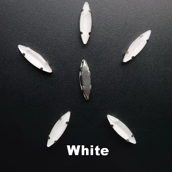 A1 White Серебряная цепь коготь настройки 50 шт./упак. 4*15 мм желейные конфеты стекло с украшением в виде кристаллов Наветт Маркиза Форма пришить стразы кристаллы одежды «сделай сам» - Цвет: A1 White