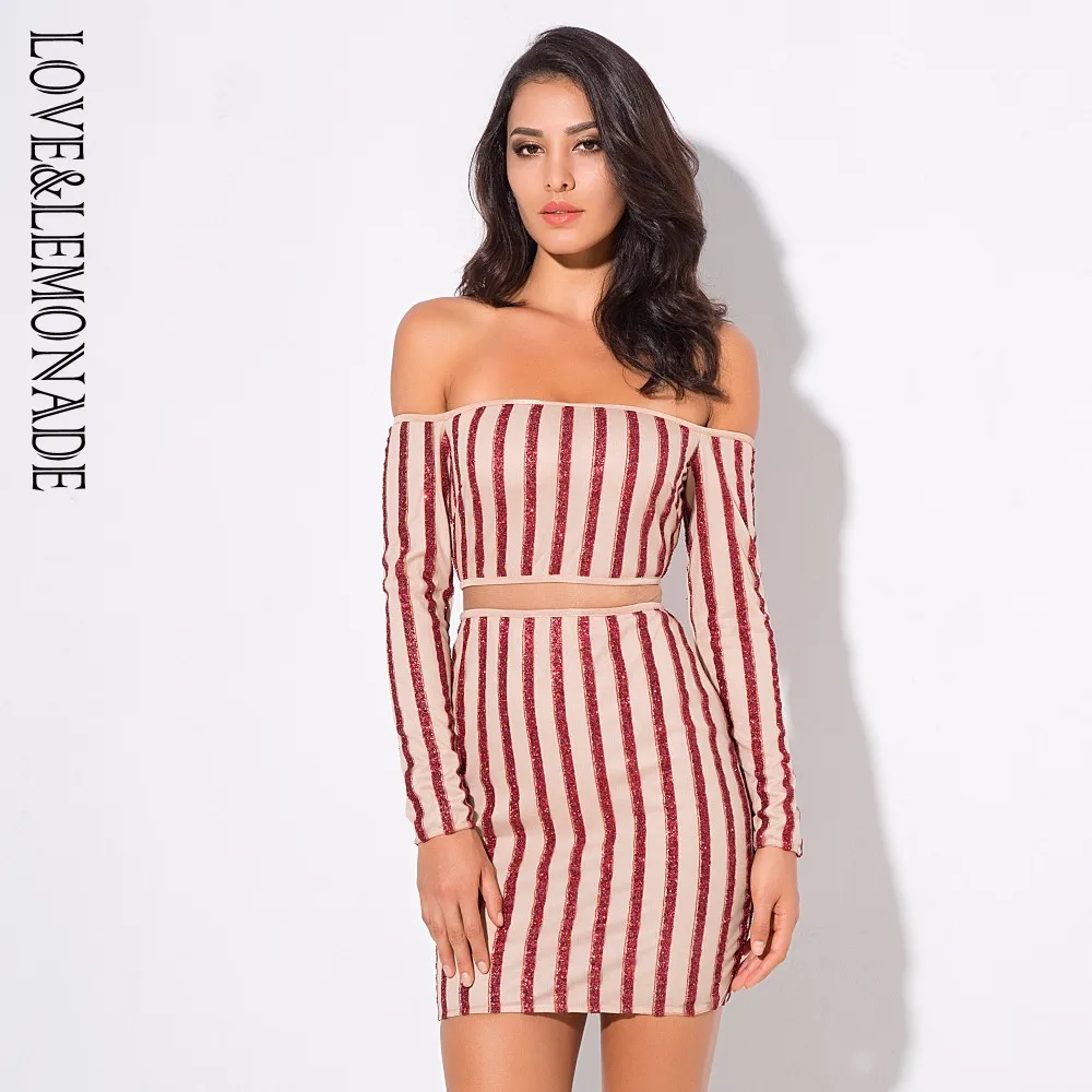 Love & лимонад. Красный/ню Цвет шеи сетки в полоску шить платье 3 S LM0691|bodycon dress|dress dress
