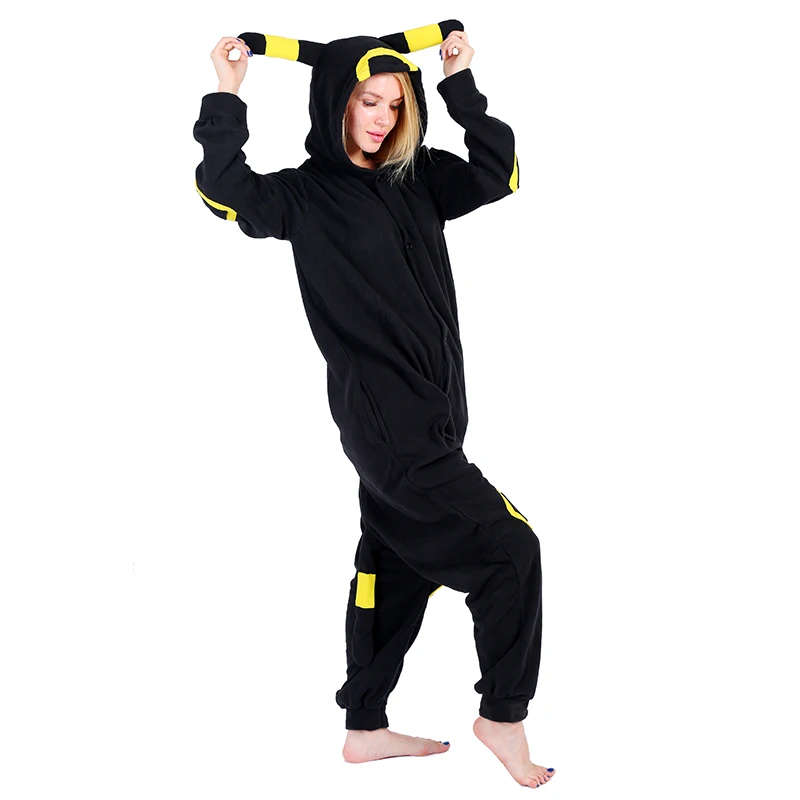 Женские пижамы Женская флисовая Пижама Umbreon Покемон мультяшная зима кигуруми