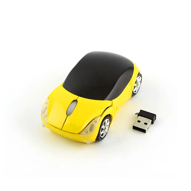 yellow 2,4 ГГц Беспроводная мини-мышь классический автомобиль Форма мыши 1600 Точек на дюйм 3D милый оптическая компьютерная мышь с USB приемник для ноутбука Desktop - Цвет: yellow