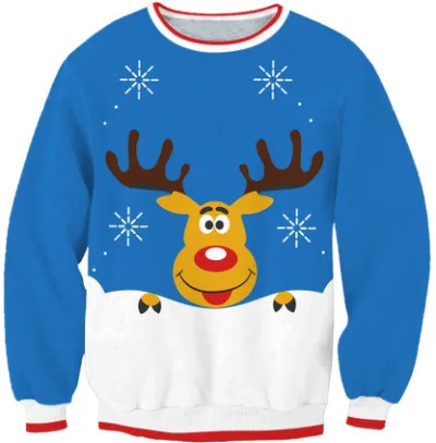 0398The new 3D digital printing Christmas loose pullover fleece lovers A398 | Женская одежда