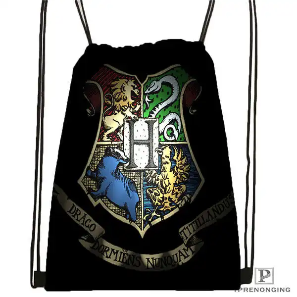 Drawstring Backpack Изготовленная на заказ harry_potter_hufflepuff походная сумка на шнурке милый рюкзак для детей(черная спинка) 31x40 см#20180611-02-96 - Цвет: Drawstring Backpack