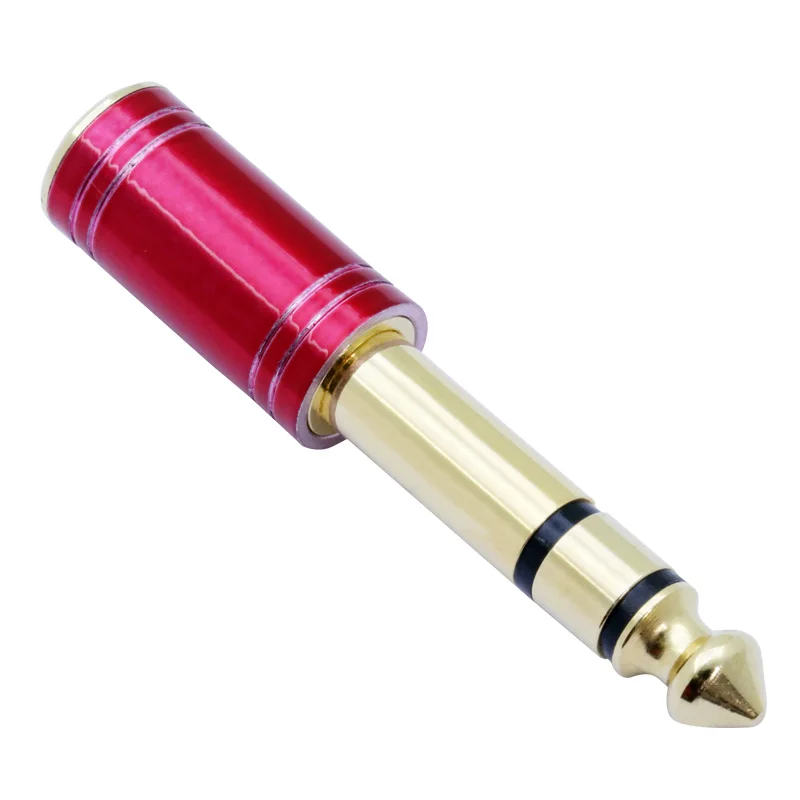 

100pcs Audio Connector Adapter 6.35mm Stereo Male Plug to 3.5mm Stereo Female Jack Gold Plated High quality Blue&Red