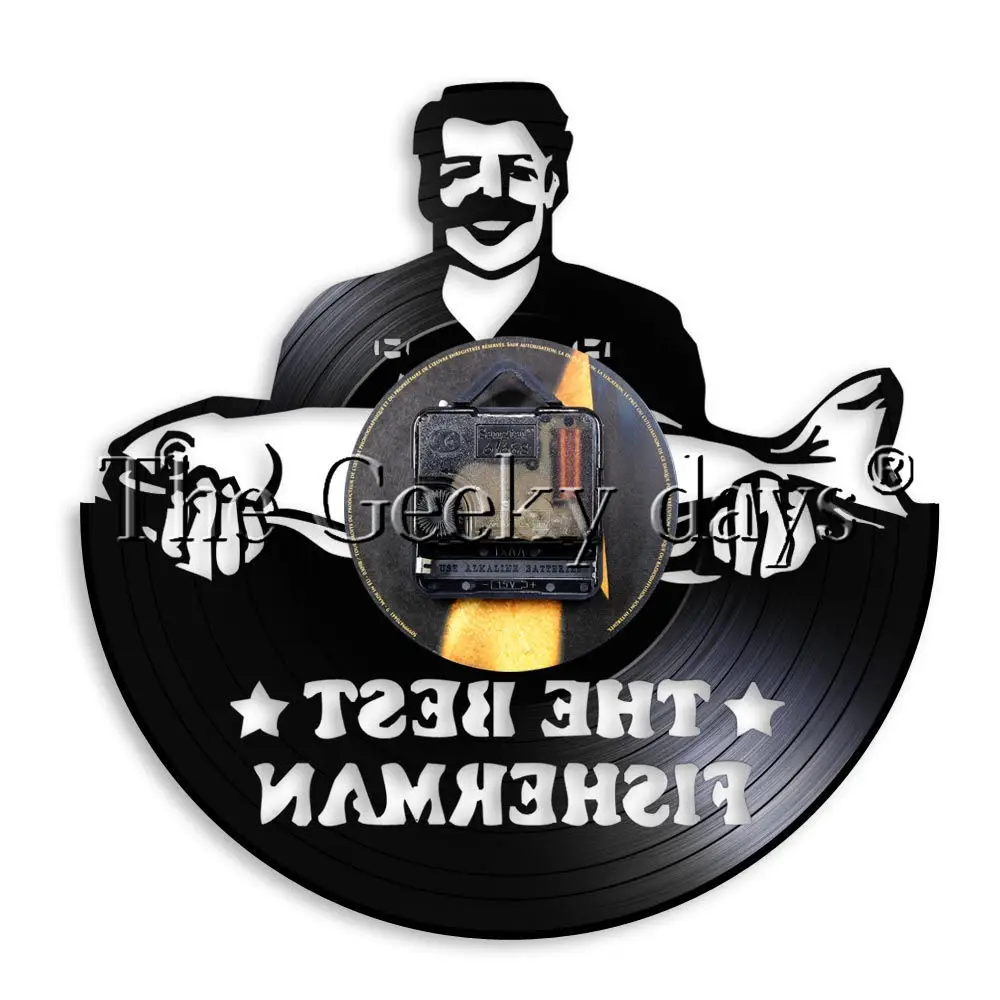Настенные часы с виниловой пластиной в стиле лучший рыбак современный дизайн