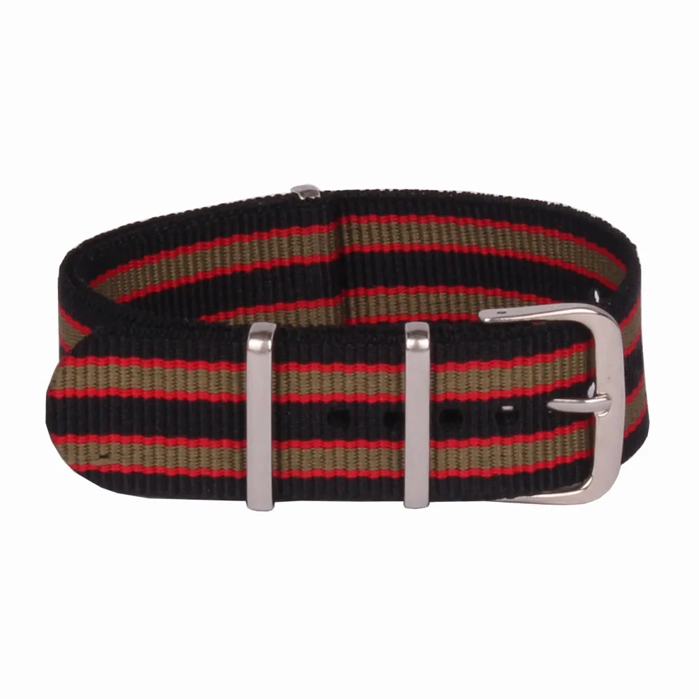 

Buy 2 Get 10% OFF) Stripe Cambo 18 mm Multi Color Black Green Army Nato Nylon watchband Watch Strap Accessories Bands belt 18mm