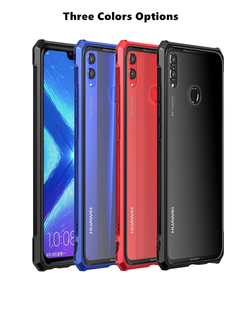 Роскошный чехол для huawei Honor 8X/8X Max/Enjoy Max, алюминиевая металлическая рамка, бампер и прозрачная задняя крышка из закаленного стекла funda