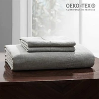 100 linen stone washed sheet set with hand hemstitch