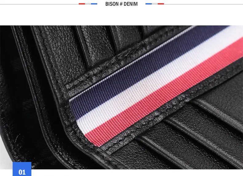 Бренд BISON DENIM мужской Ультратонкий кошелек из натуральной кожи кошелек из бычьей кожи, с карманом для карт кошелек большой емкости мужской кошелек N4475-3