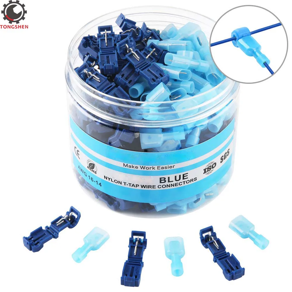 Купи 120PCS T-tap Wire Connectors Wire Cable Connectors Terminals Scotch Lock Quick Splice Insulated Male Spade Connector Blue16-14 за 719 рублей в магазине AliExpress