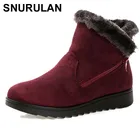 Женские замшевые ботинки SNURULAN, теплые ботинки с коротким мехом и плюшевой подкладкой, на платформе, на молнии, E011, для зимы, размера плюс